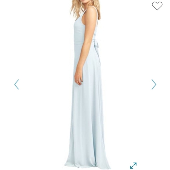 Show Me Your Mumu Gown Jenn Tie Chiffon V Neck Blue Size Large NWT - Picture 3 of 12